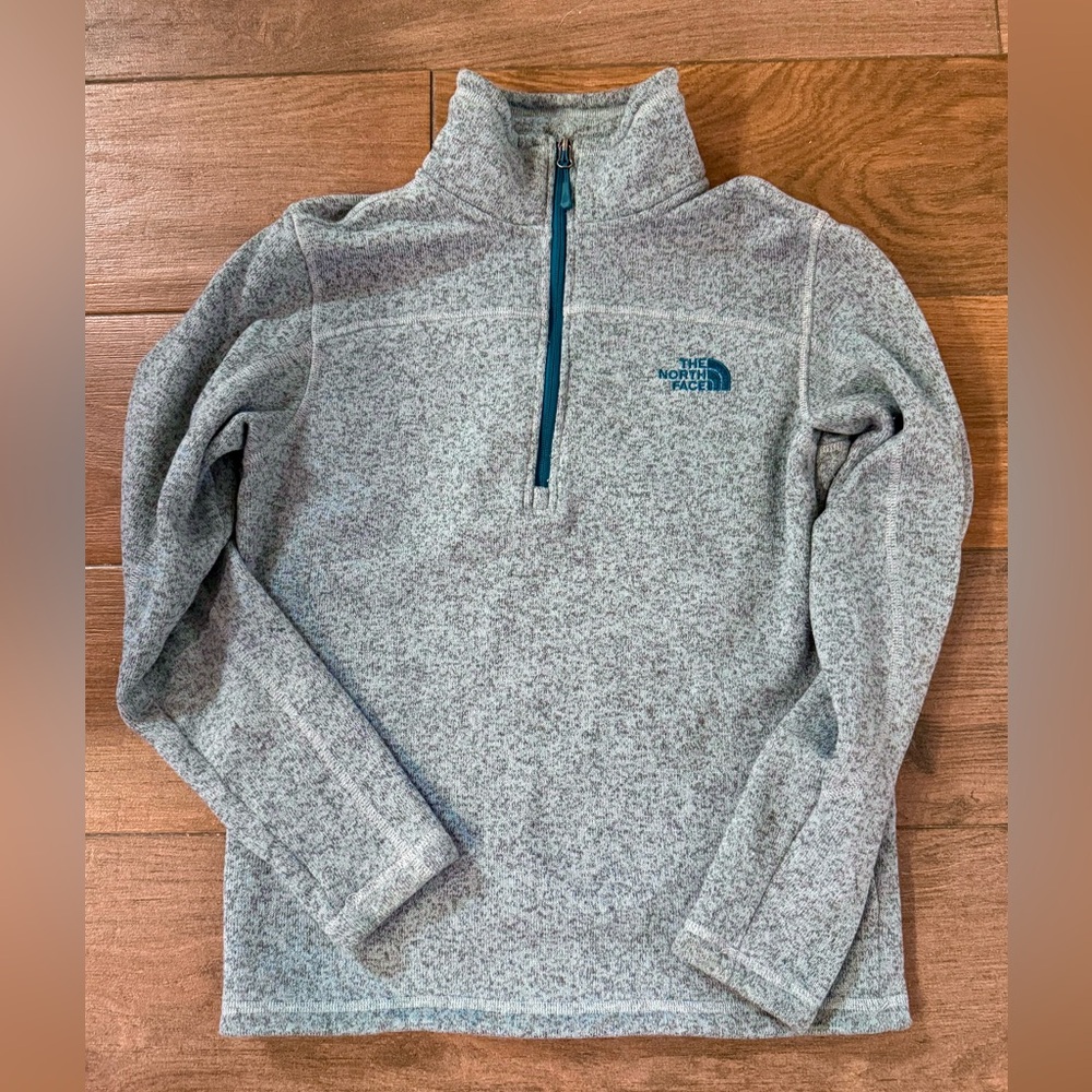 The North Face Light Blue Heather Half-Zip Fleece Sweater - Mens Small